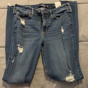 High rise super skinny blue jeans